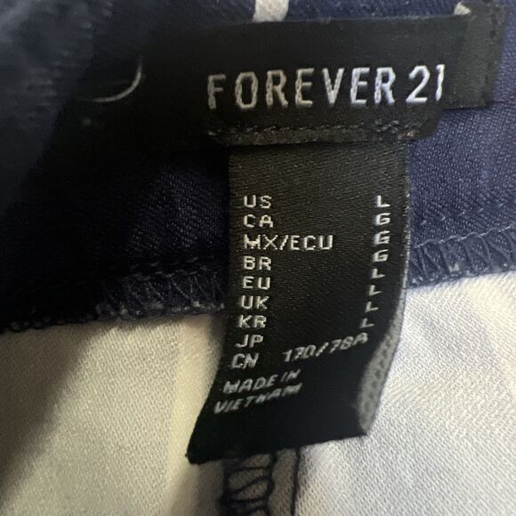 Forever 21 Striped Skinny Harper Pants Navy Women’s L - Picture 10 of 10